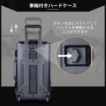 Lykus HC-5120 車輪付き 防水防塵 プロテクターケース キャリーオンケース キャスター付き 格子状カットスポンジ内蔵 内寸:51.6x28.8x18.5cm カメラ プロジェクター ドローン インカム レンズ 適用 耐衝撃 密閉性 SGS認証 IP67級 - 画像 (6)