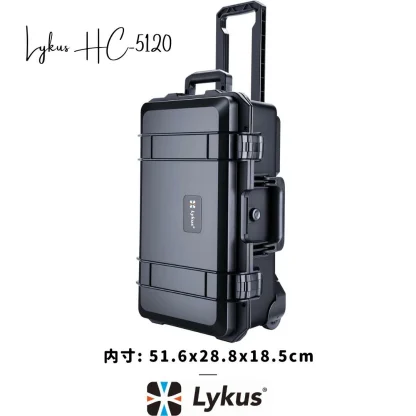 Lykus HC-5120 車輪付き 防水防塵 プロテクターケース キャリーオンケース キャスター付き 格子状カットスポンジ内蔵 内寸:51.6x28.8x18.5cm カメラ プロジェクター ドローン インカム レンズ 適用 耐衝撃 密閉性 SGS認証 IP67級