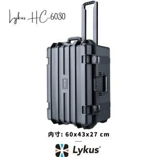 Lykus HC-6030 車輪付き 防水防塵 プロテクターケース キャリーオンケース キャスター付き 格子状カットスポンジが内蔵 内寸:60x43x27 cm カメラ プロジェクター ドローン インカム レンズ適用 耐衝撃 密閉性 SGS認証 IP67級