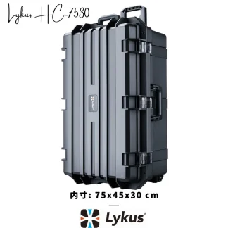 Lykus HC-7530 車輪付き 防水防塵 プロテクターケース キャリーオンケース キャスター付 格子状カットスポンジ内蔵 内寸: 75x45x30 cm カメラ プロジェクター ドローン インカム レンズ適用 耐衝撃 密閉性 SGS認証 IP67級