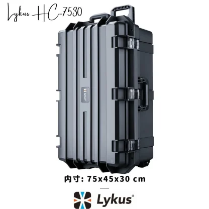 Lykus HC-7530 車輪付き 防水防塵 プロテクターケース キャリーオンケース キャスター付 格子状カットスポンジ内蔵 内寸: 75x45x30 cm カメラ プロジェクター ドローン インカム レンズ適用 耐衝撃 密閉性 SGS認証 IP67級