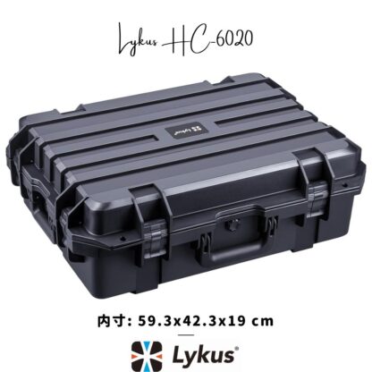 Lykus HC-6020 防水防塵 プロテクターケース 格子状カットスポンジ内蔵 内寸:59.3x42.3x19 cm ミラーレス カメラ プロジェクター パソコン ピストル ドローン レンズ タブレット インカム 適用 耐衝撃 密閉性 SGS認証 IP67級