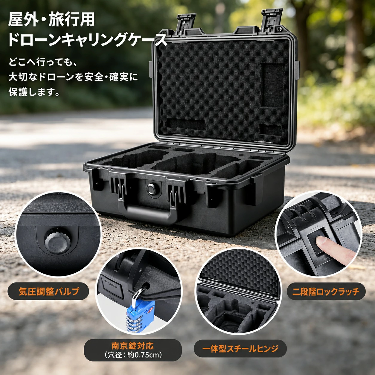 Lykus ライカス DJI Lito 1 / Lito X1 コンボ ハードケース DJI ライト DCP-LT110 SGS認証 IP67級防水 防塵仕様 耐衝撃 密閉性 ドローン バッテリー 充電器 アクセサリー 運搬 収納 保管 防災 DJI RC2 / DJI RC-N3 送信機 対応 - 画像 (7)