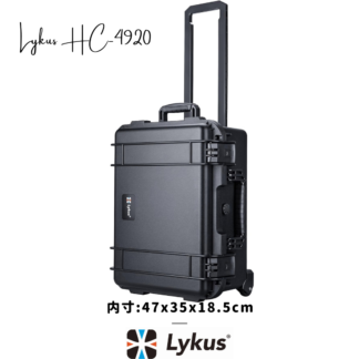 Lykus HC-4920 車輪付き 防水防塵 プロテクターケース キャリーオンケース キャスター付き 格子状カットスポンジ内蔵 内寸:47x35x18.5cm カメラ プロジェクター ドローン インカム レンズ 適用 耐衝撃 密閉性 SGS認証 IP67級